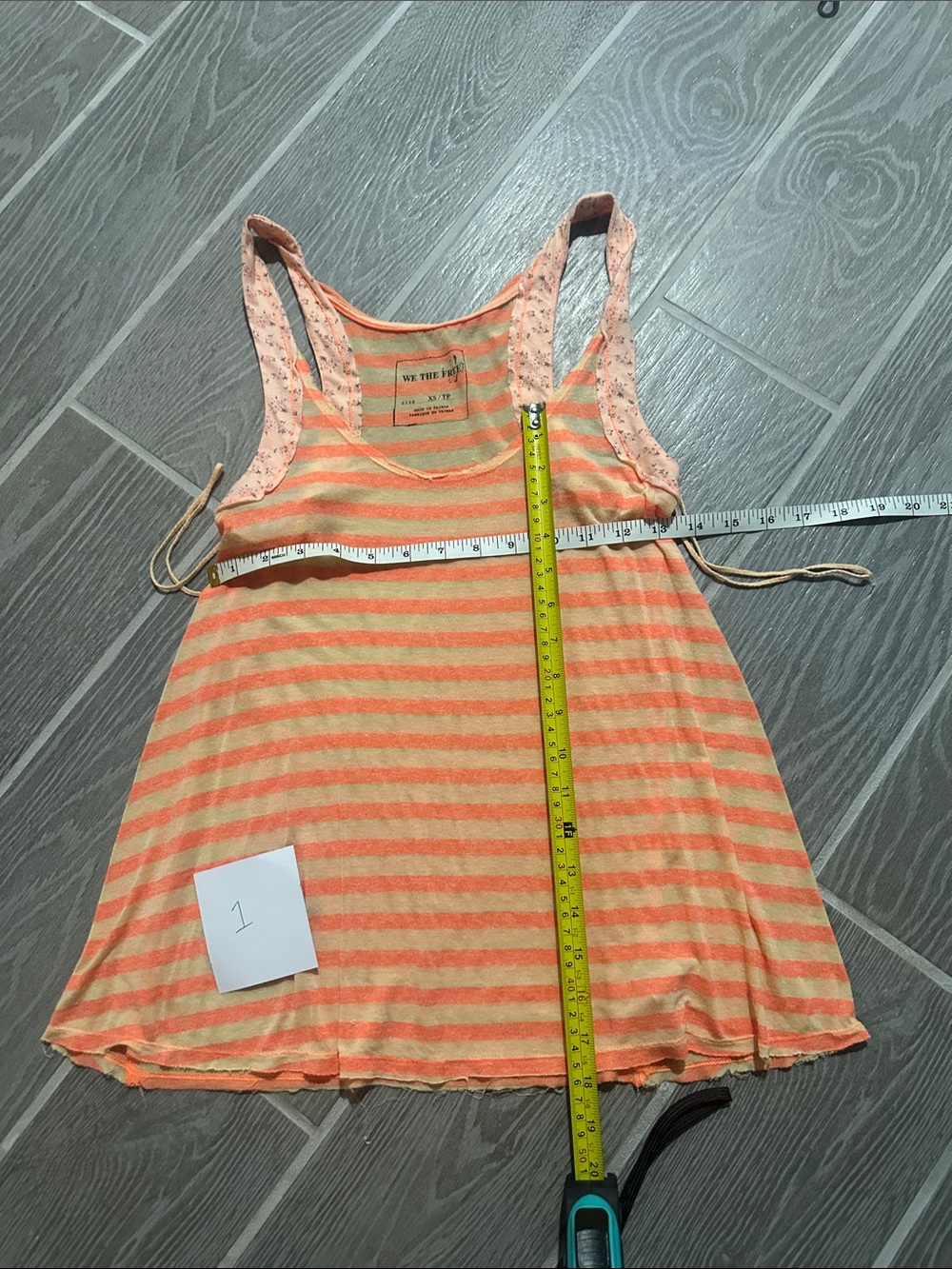 We The Free Coral and Cream Striped Racerback Tank